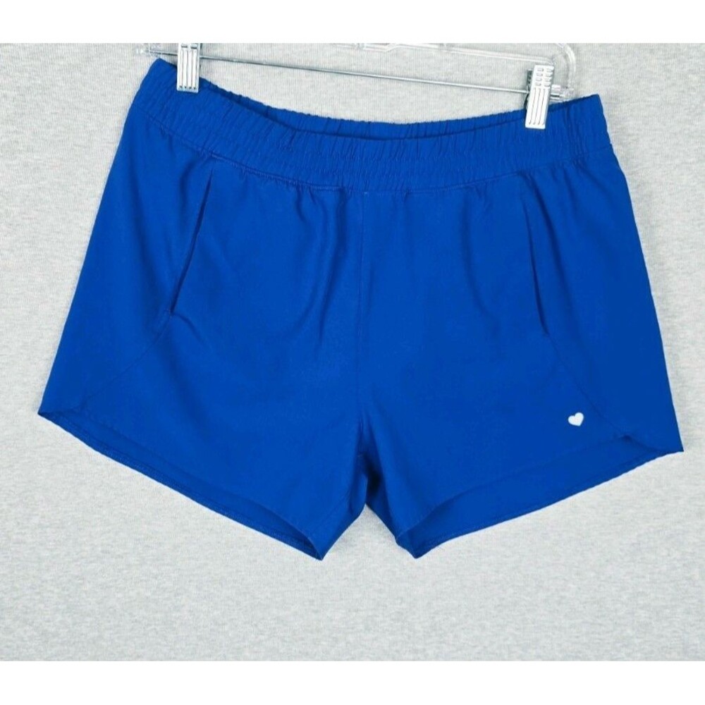 Lands' End Women's Athletic Running Shorts XL 14-16 Blue Stretch Activewear
